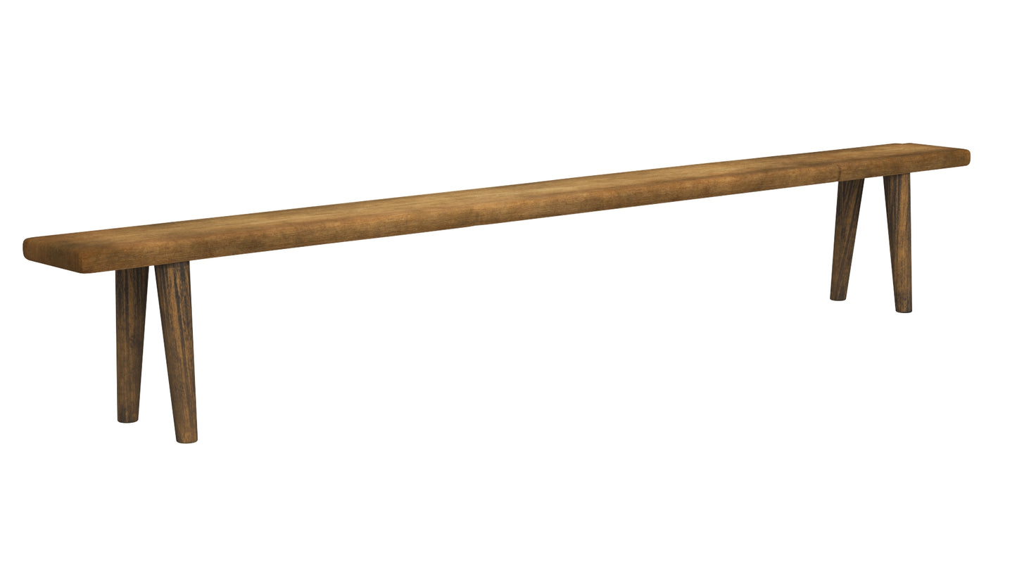 Antique Rustic Pine Wooden Long Bench 3D Model