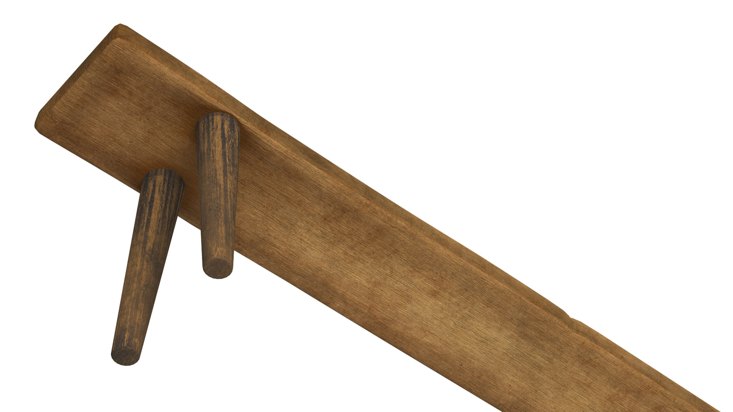Antique Rustic Pine Wooden Long Bench 3D Model