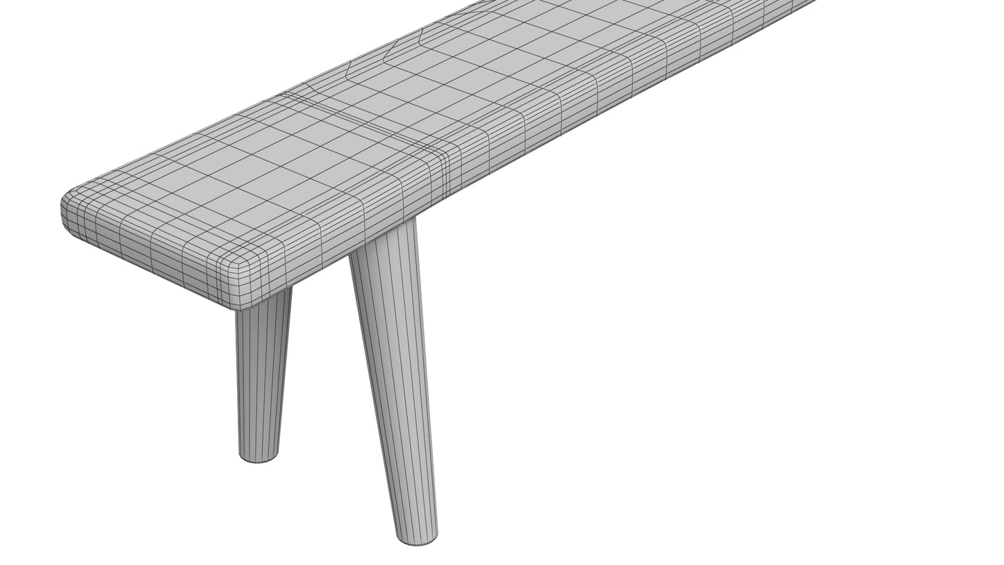 Antique Rustic Pine Wooden Long Bench 3D Model