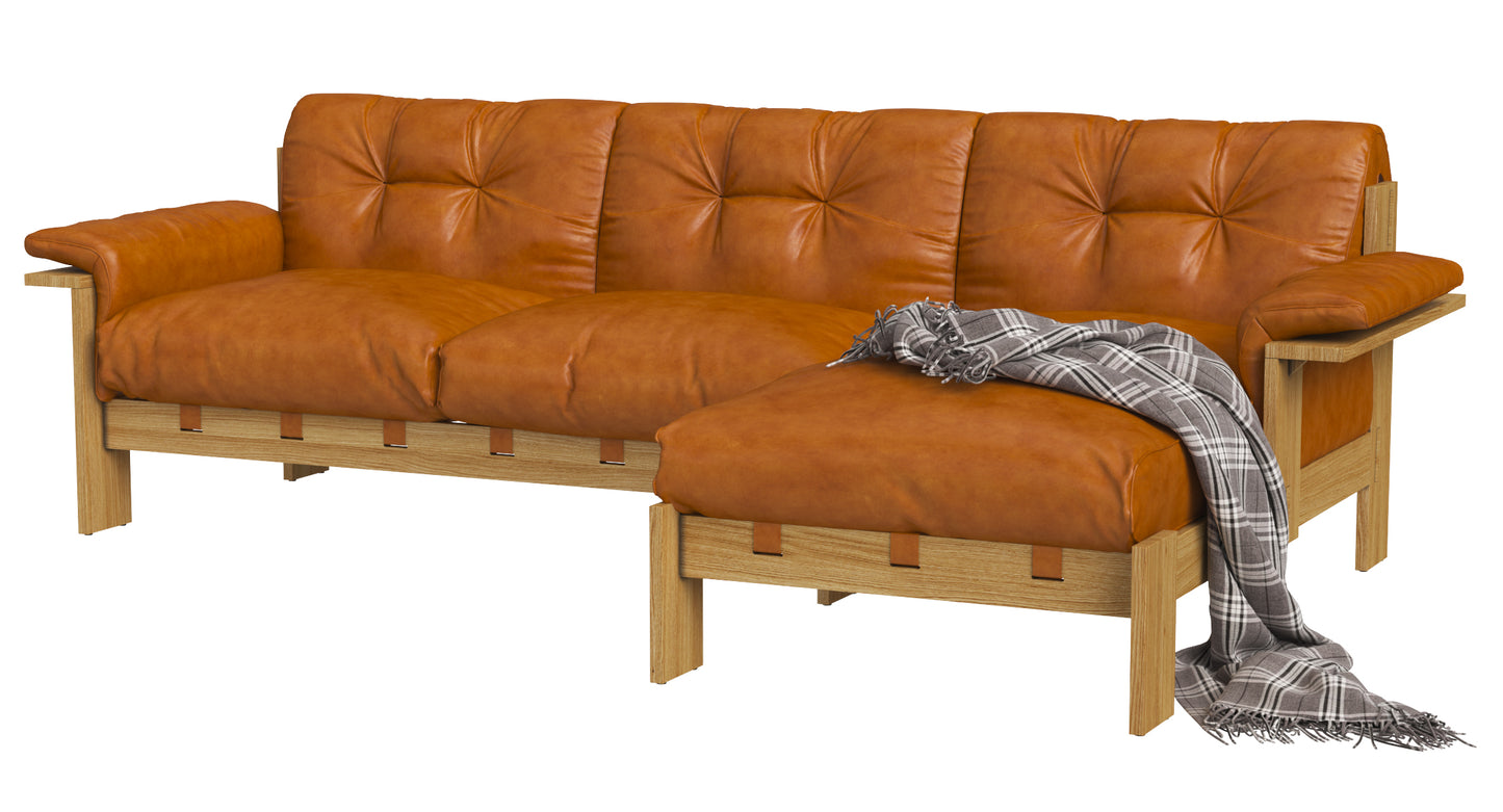 Crate and Barrel Shinola Runwell Wood Frame Leather Corner 3D Model