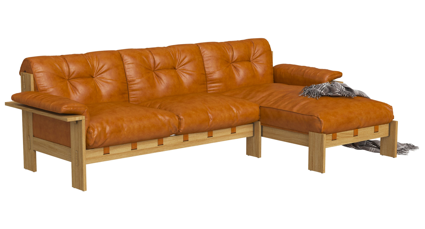 Crate and Barrel Shinola Runwell Wood Frame Leather Corner 3D Model