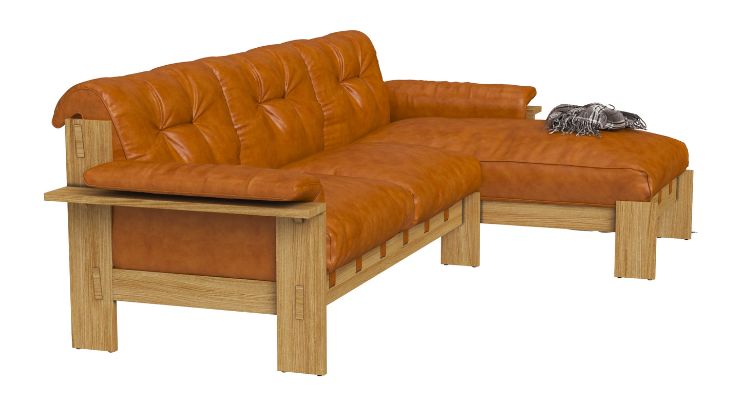 Crate and Barrel Shinola Runwell Wood Frame Leather Corner 3D Model