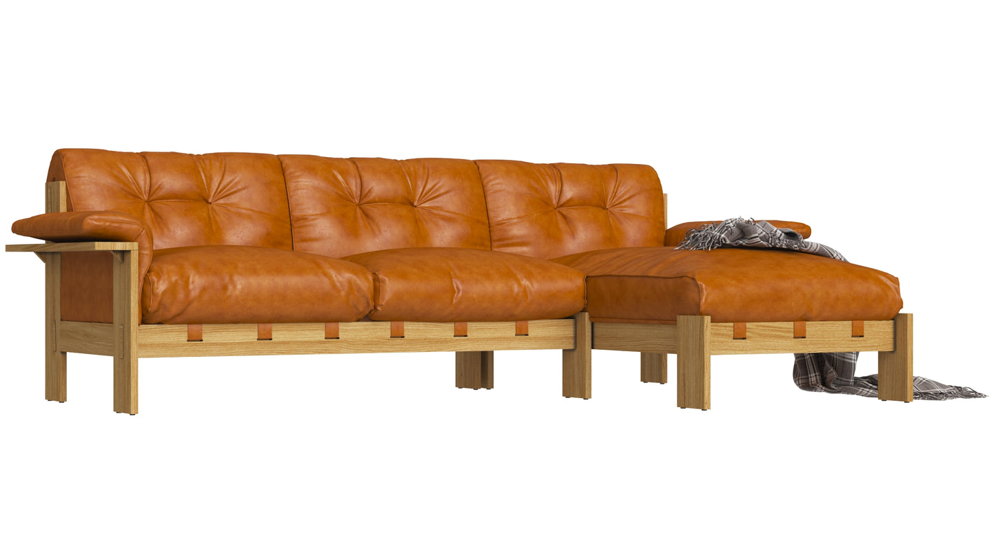 Crate and Barrel Shinola Runwell Wood Frame Leather Corner 3D Model