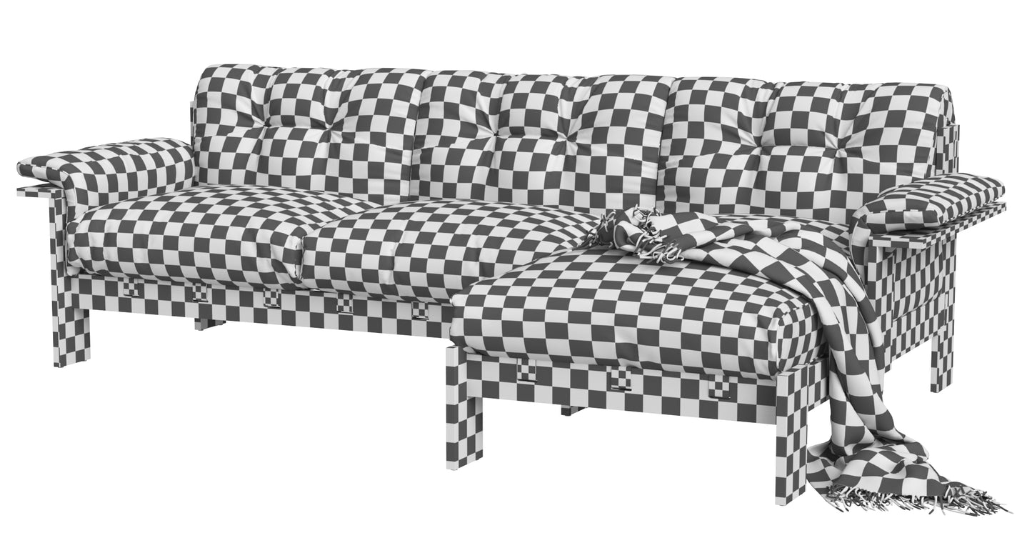 Crate and Barrel Shinola Runwell Wood Frame Leather Corner 3D Model