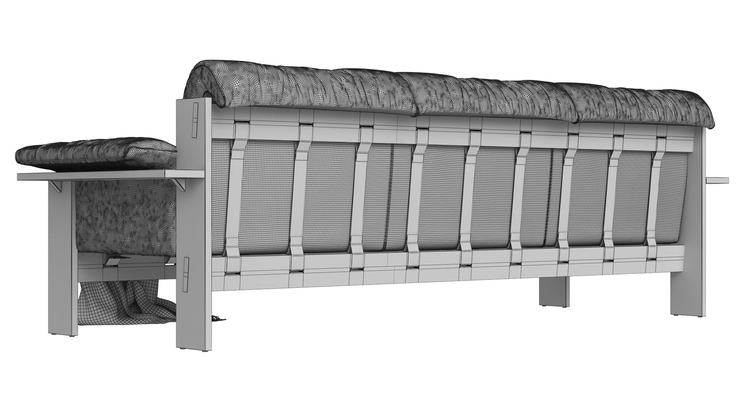 Crate and Barrel Shinola Runwell Wood Frame Leather Sofa 3D Model