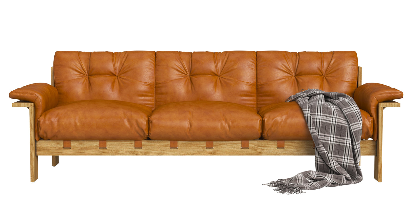 Crate and Barrel Shinola Runwell Wood Frame Leather Sofa 3D Model