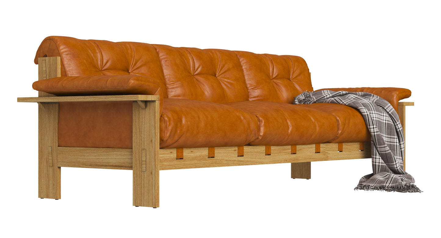 Crate and Barrel Shinola Runwell Wood Frame Leather Sofa 3D Model