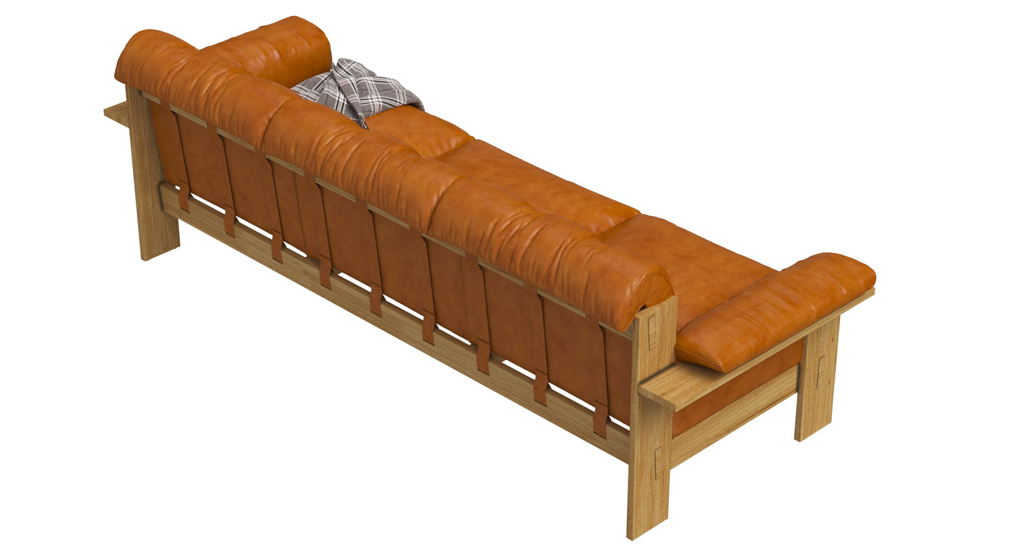 Crate and Barrel Shinola Runwell Wood Frame Leather Sofa 3D Model