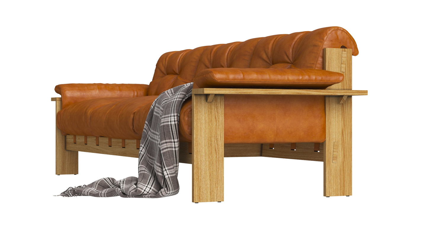 Crate and Barrel Shinola Runwell Wood Frame Leather Sofa 3D Model