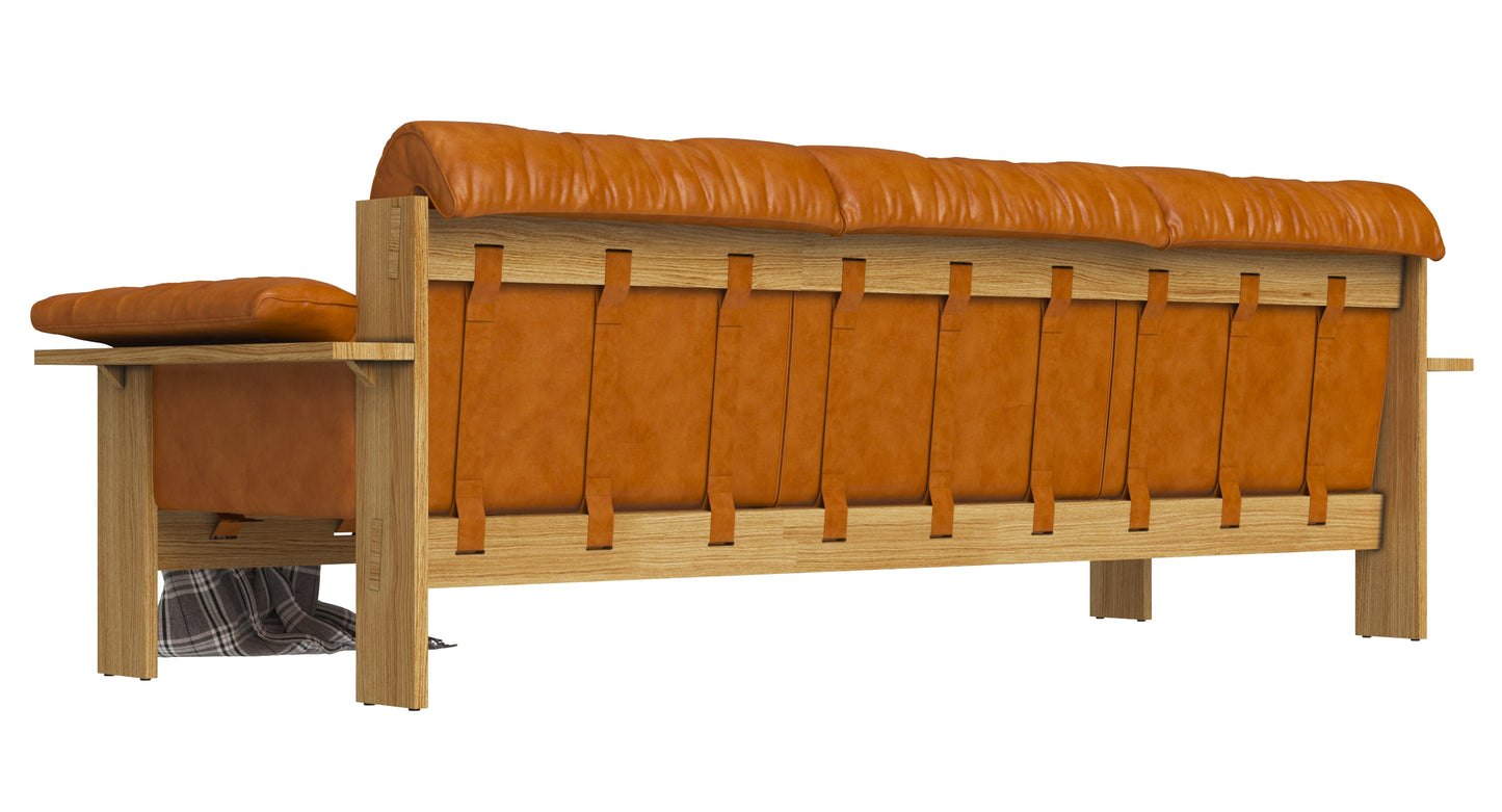 Crate and Barrel Shinola Runwell Wood Frame Leather Sofa 3D Model