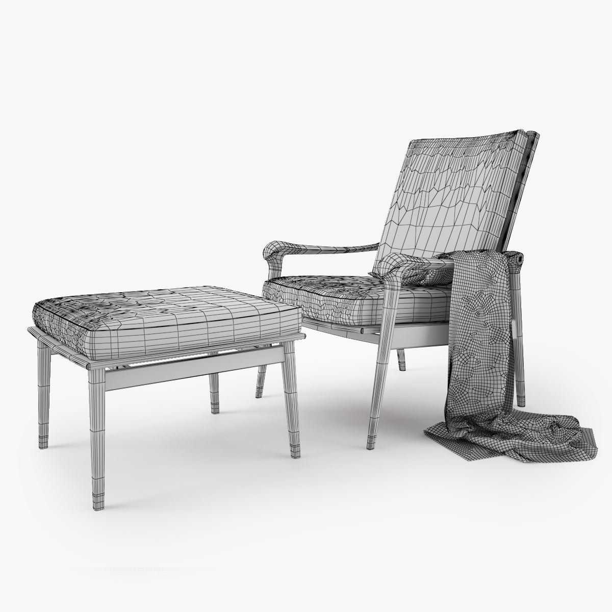 Giorgetti Denny Armchair and Stool 3D Model