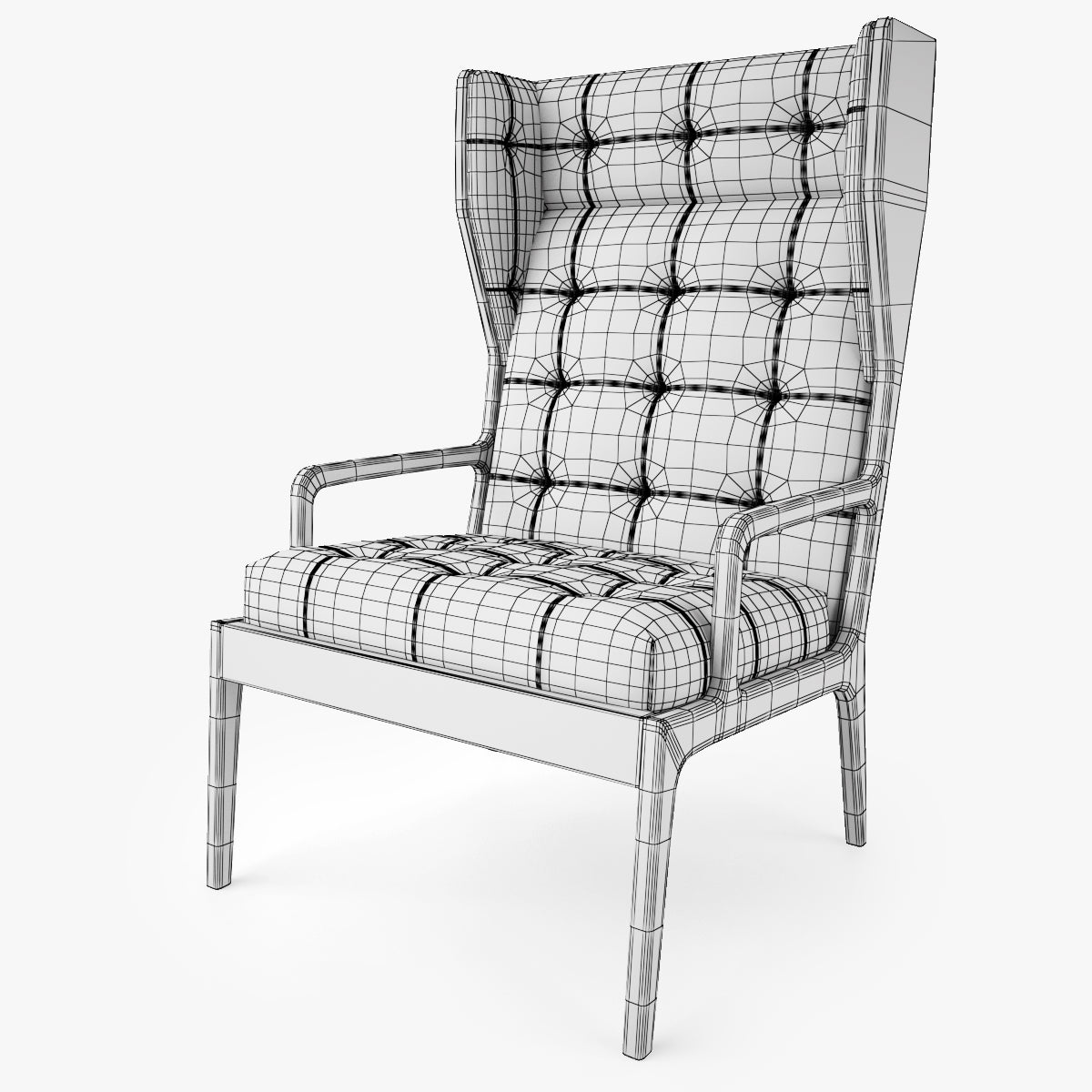 Jame UK Wingback Chair 3D Model