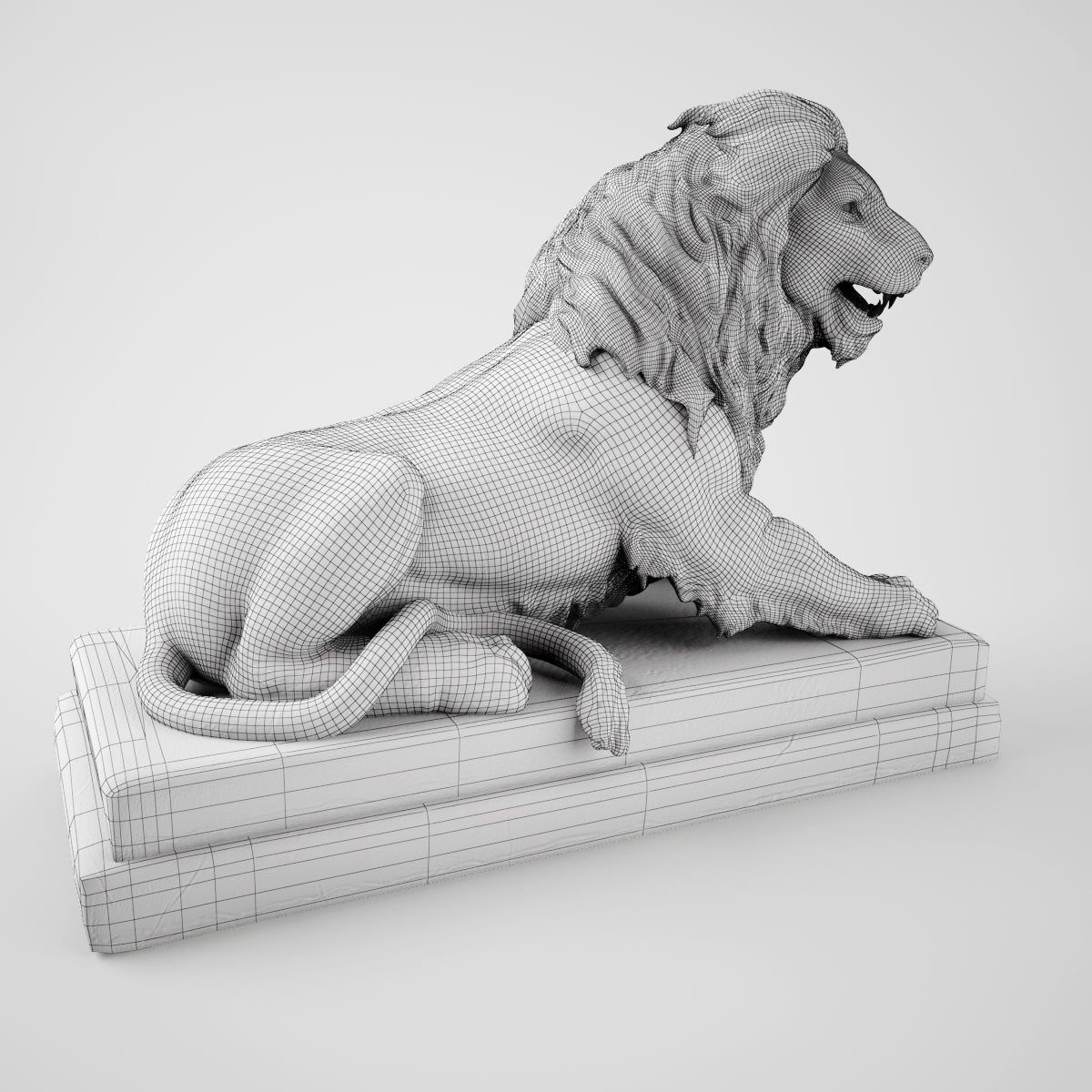 Stone Lion Sculpture 3D Model