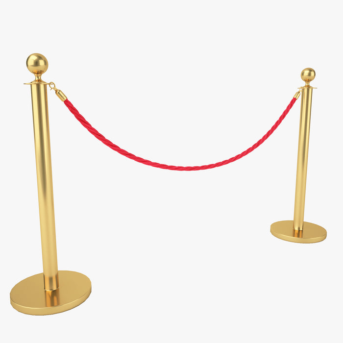 Red Velvet Rope Stanchion Set 3D Model
