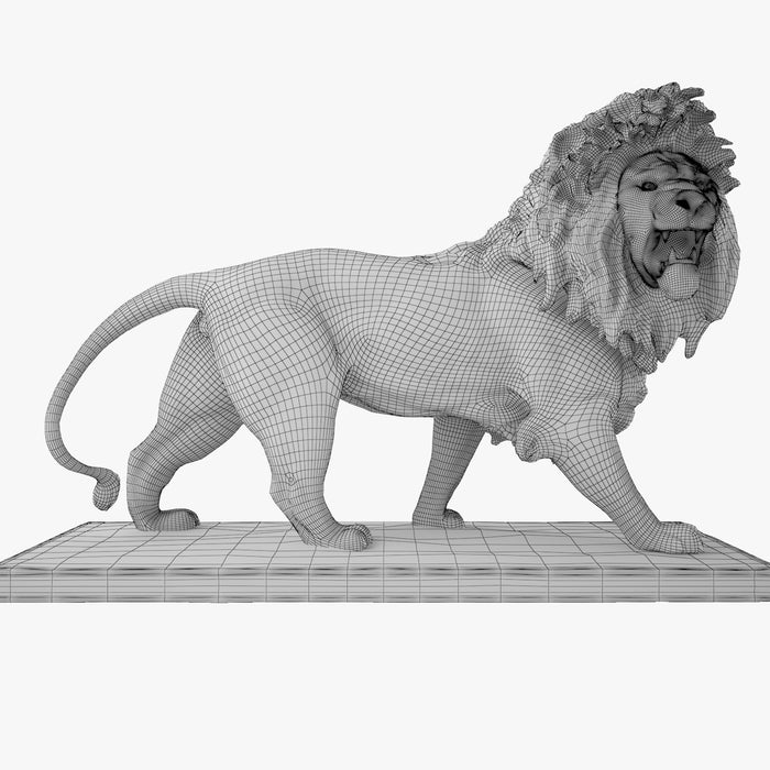 Stone Lion Statue Sculpture 3D Model
