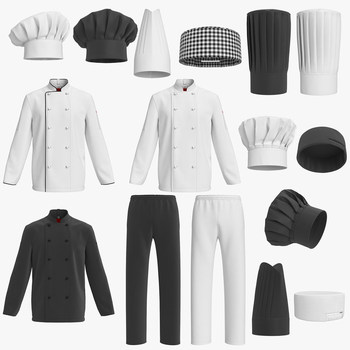 Chef Uniforms 3D Model