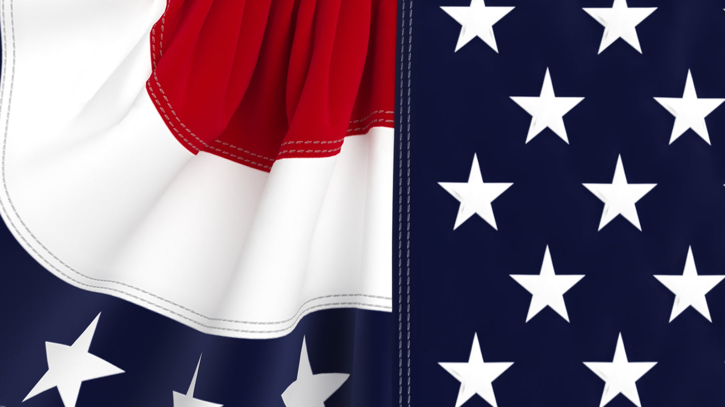 American Flag Bunting Banner Set 3D Model