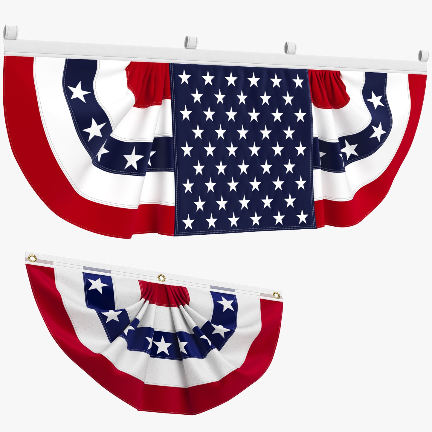 American Flag Bunting Banner Set 3D Model