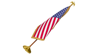 American Flag Indoor with Pole Eagle Topper 3D Model