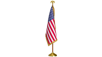 American Flag Indoor with Pole Eagle Topper 3D Model