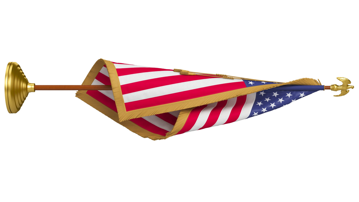 American Flag Indoor with Pole Eagle Topper 3D Model