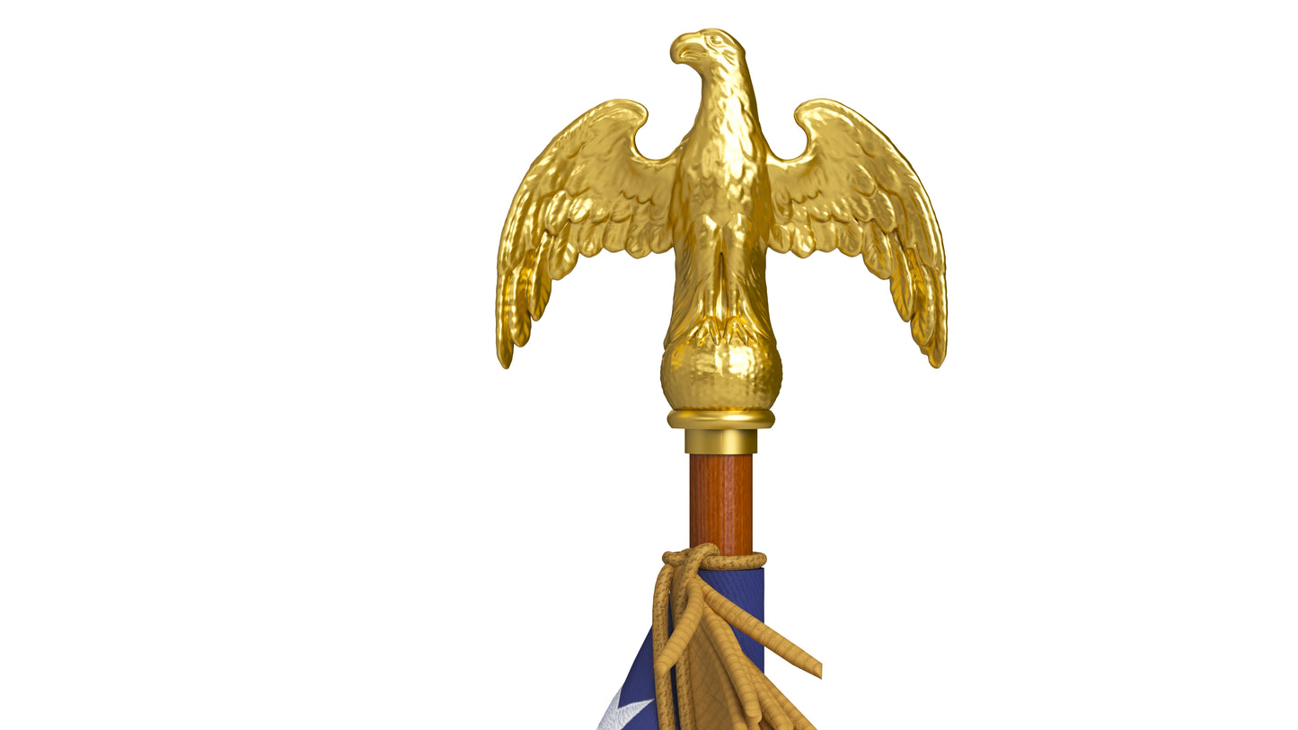 American Flag Indoor with Pole Eagle Topper 3D Model