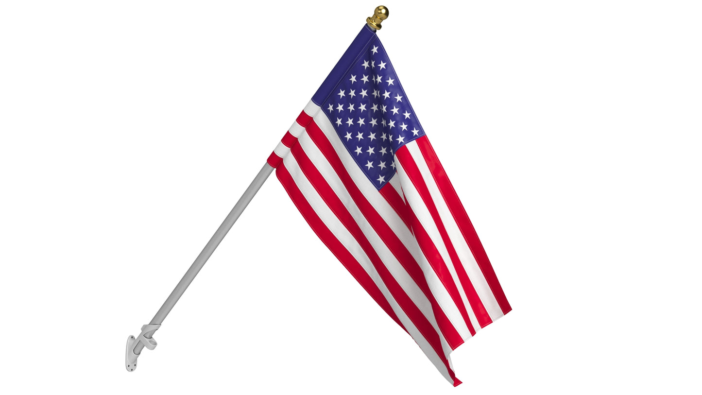 American Flag with Wall Mount Pole 3D Model