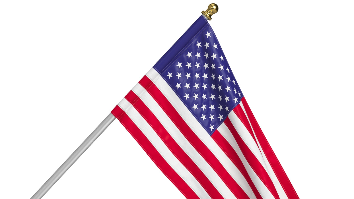 American Flag with Wall Mount Pole 3D Model