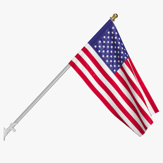 American Flag with Wall Mount Pole 3D Model