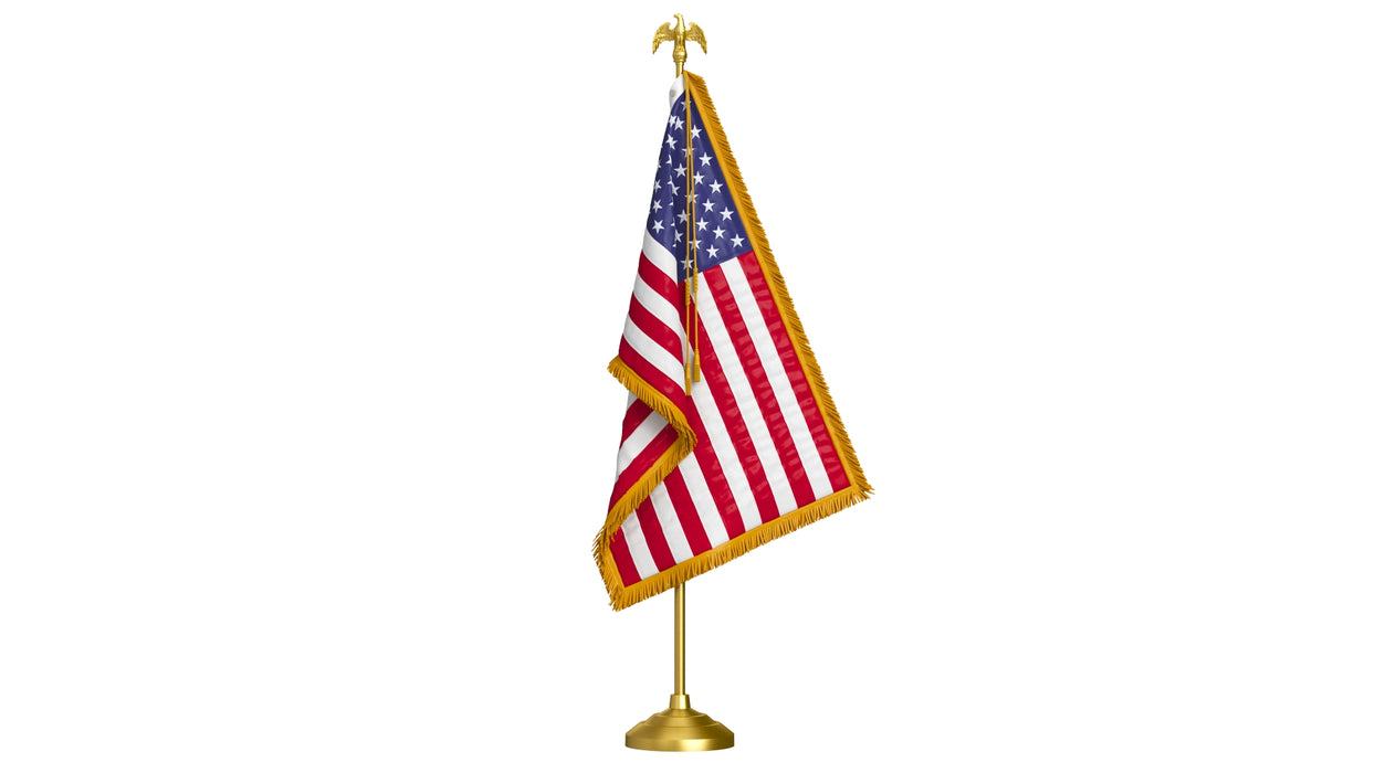 American Table Flag with Pole Eagle Topper 3D Model
