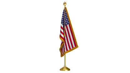 American Table Flag with Pole Eagle Topper 3D Model