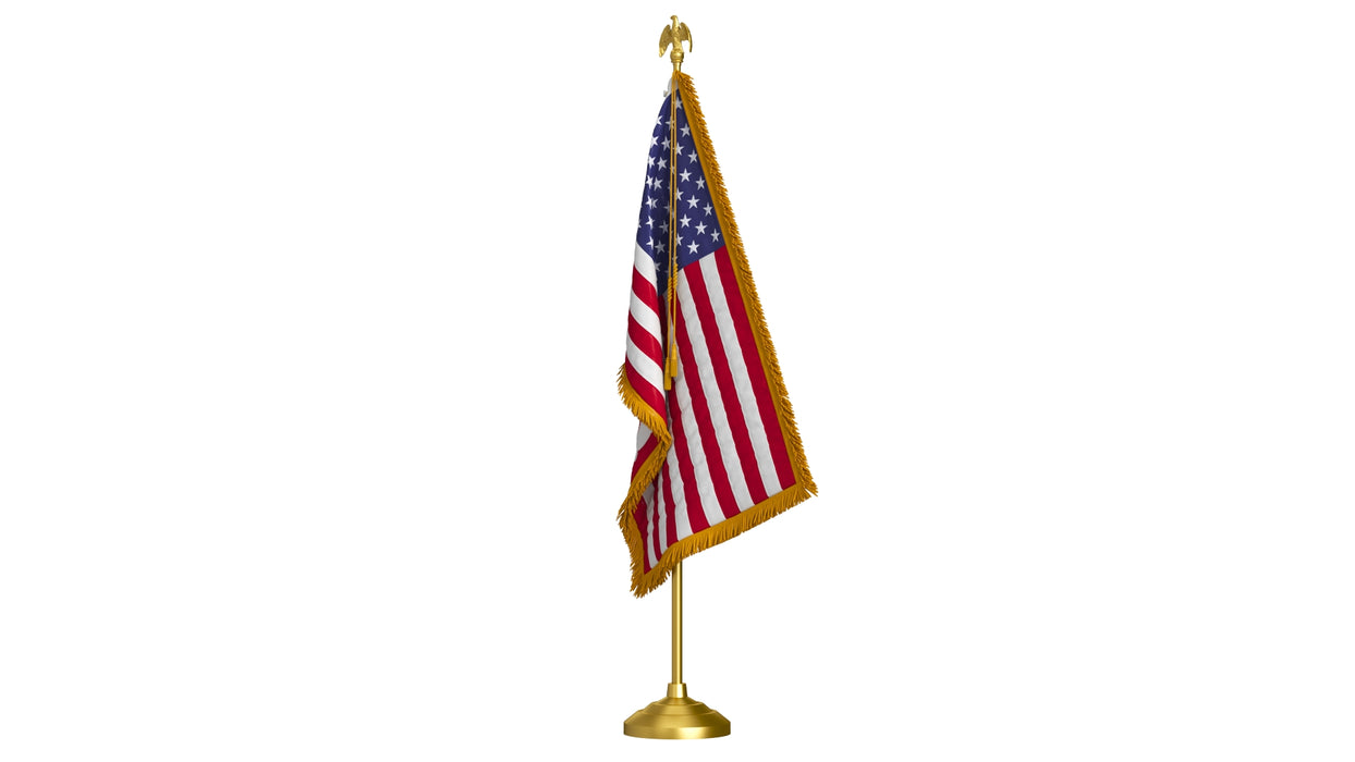 American Table Flag with Pole Eagle Topper 3D Model