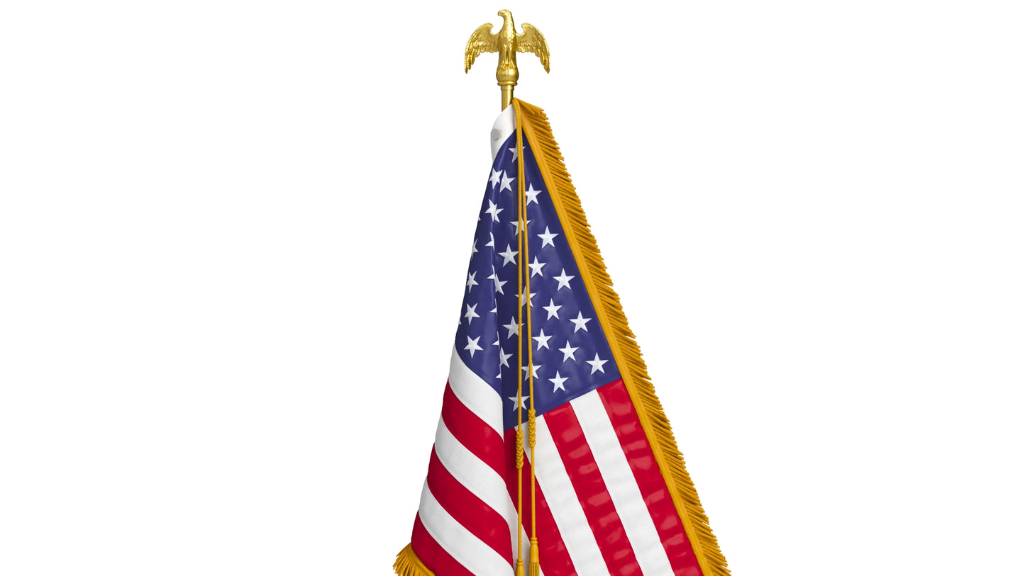 American Table Flag with Pole Eagle Topper 3D Model