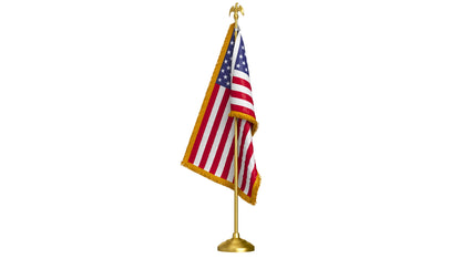 American Table Flag with Pole Eagle Topper 3D Model