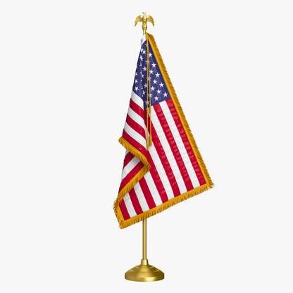 American Table Flag with Pole Eagle Topper 3D Model