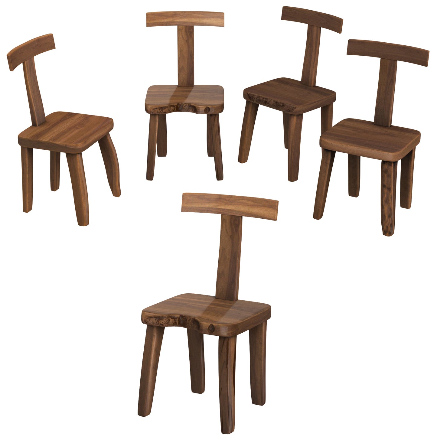 Brutalist T Chair Set 3D Model