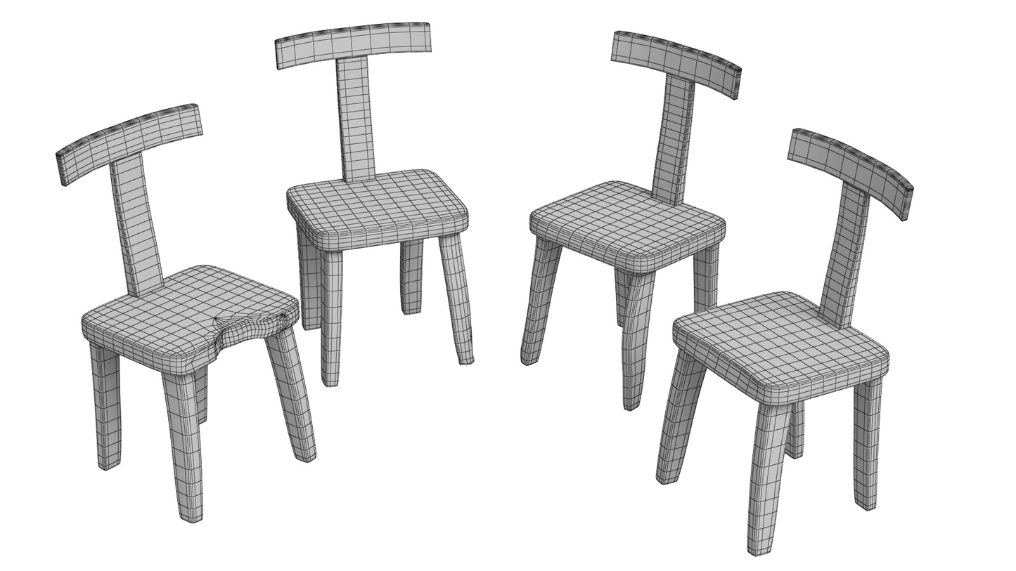 Brutalist T Chair Set 3D Model