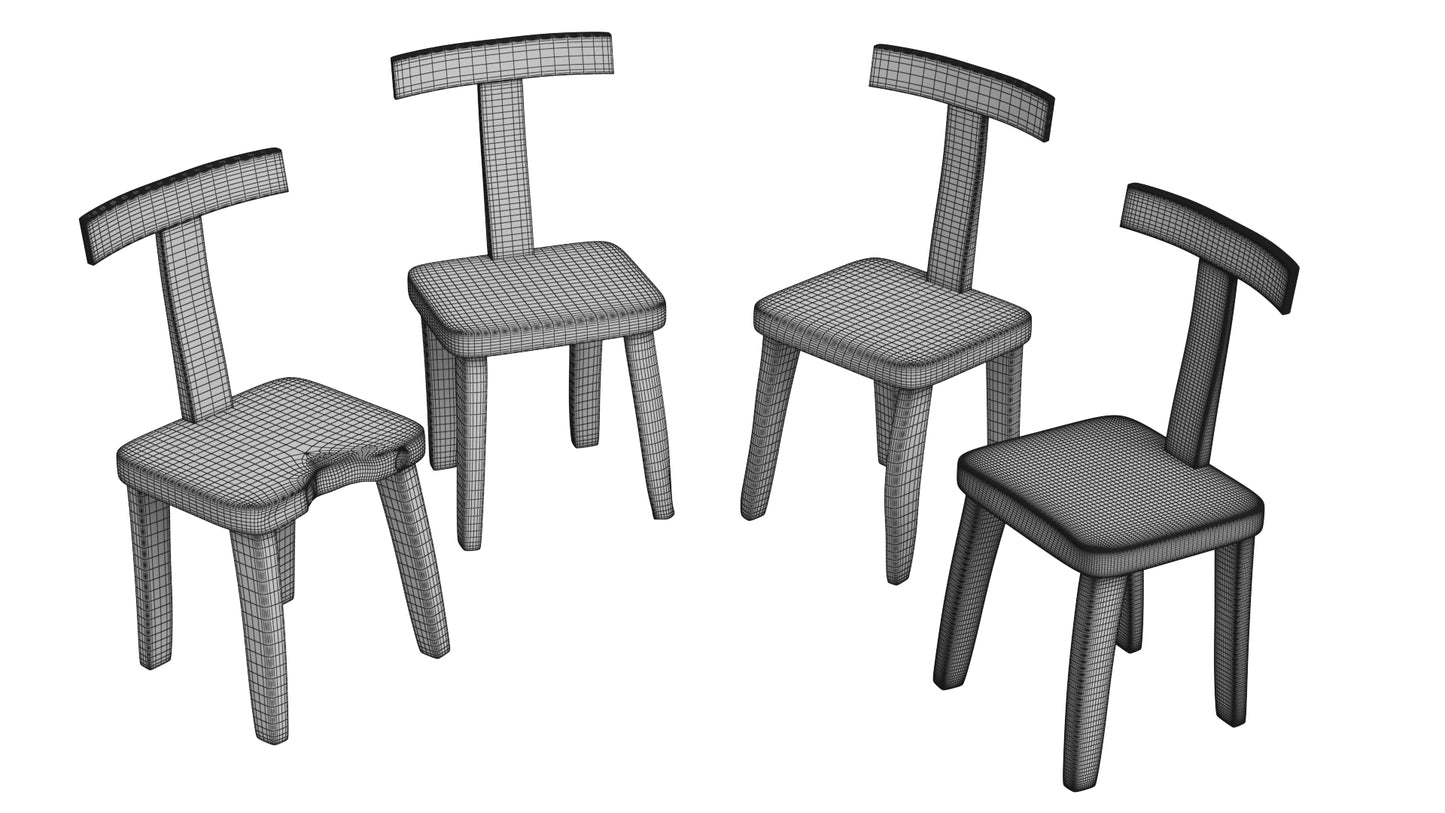 Brutalist T Chair Set 3D Model