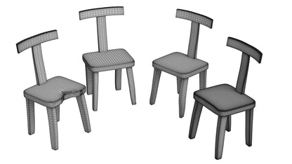 Brutalist T Chair Set 3D Model