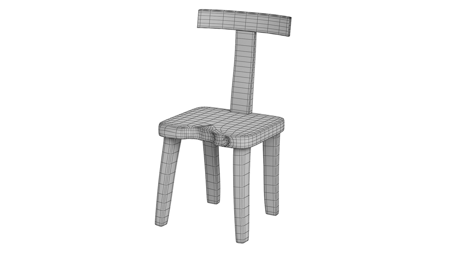 Brutalist T Chair Set 3D Model