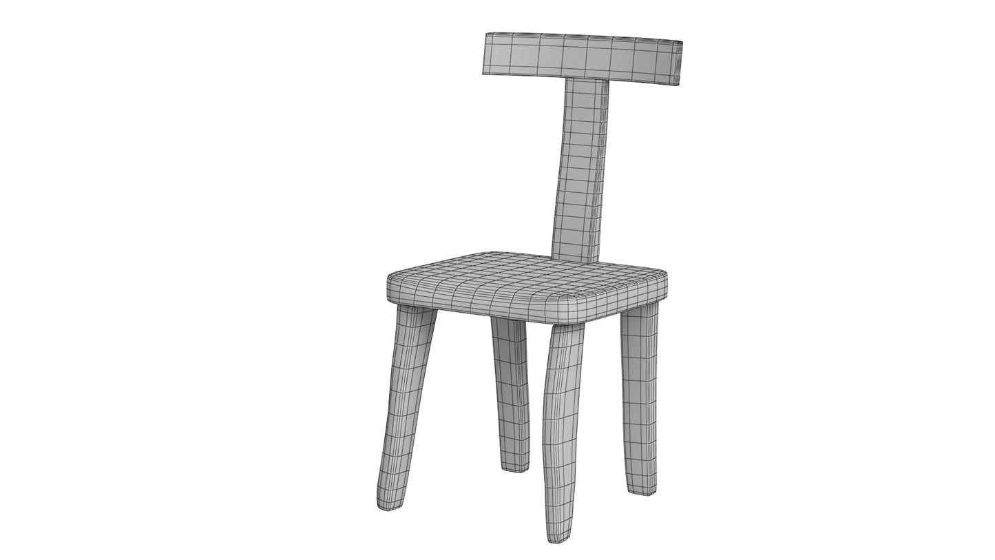 Brutalist T Chair Set 3D Model