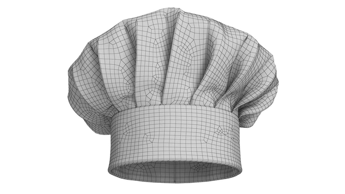 Chef Hat 01 White 3D Model