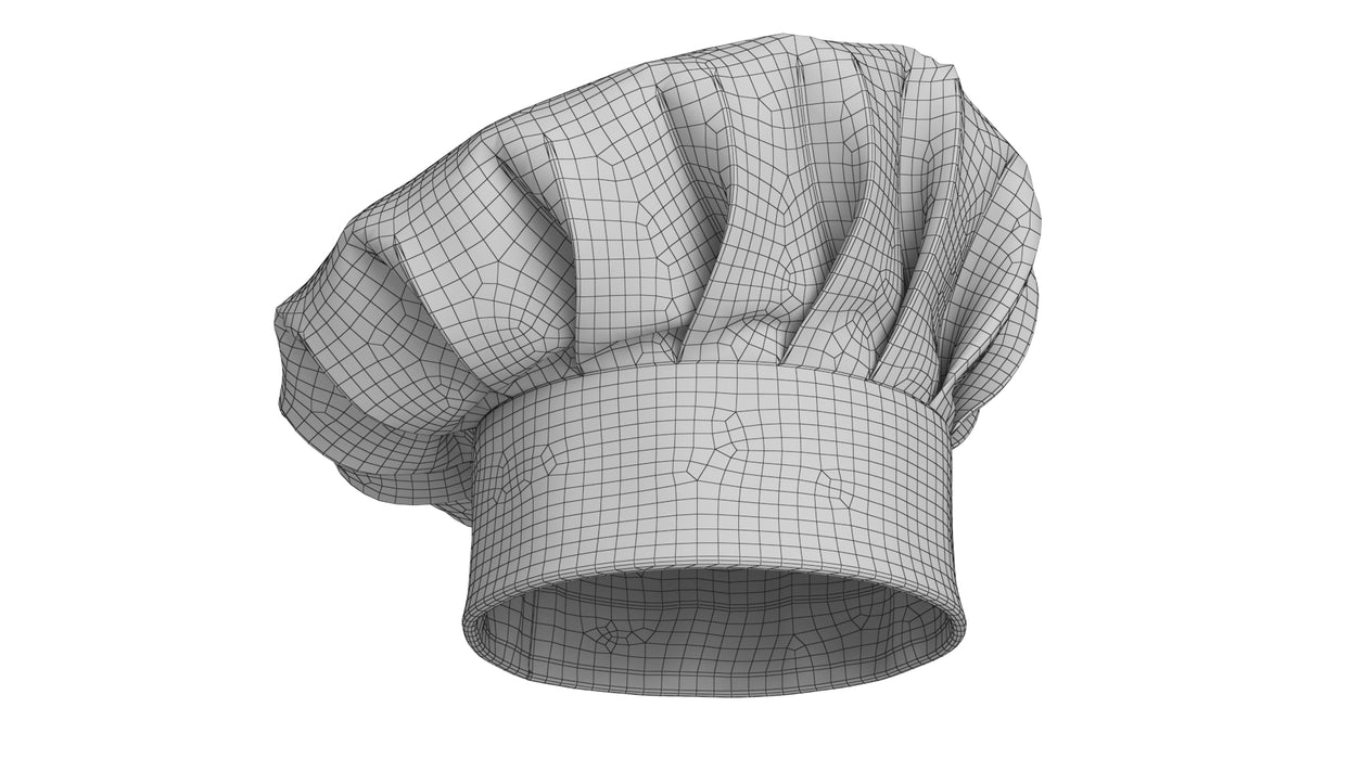 Chef Hat 01 White 3D Model