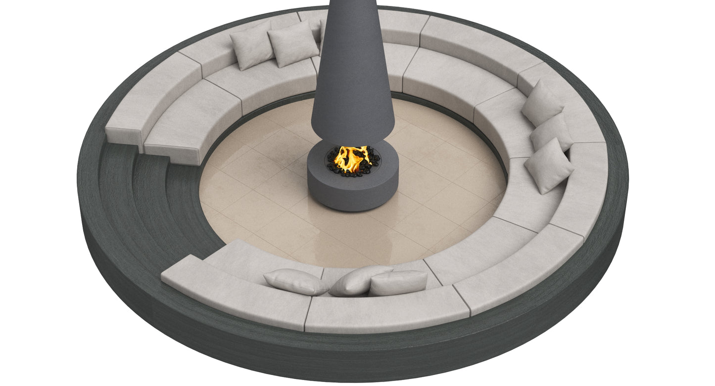 Circular Sunken Sofa with Firepit 3D Model