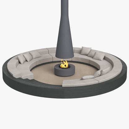 Circular Sunken Sofa with Firepit 3D Model