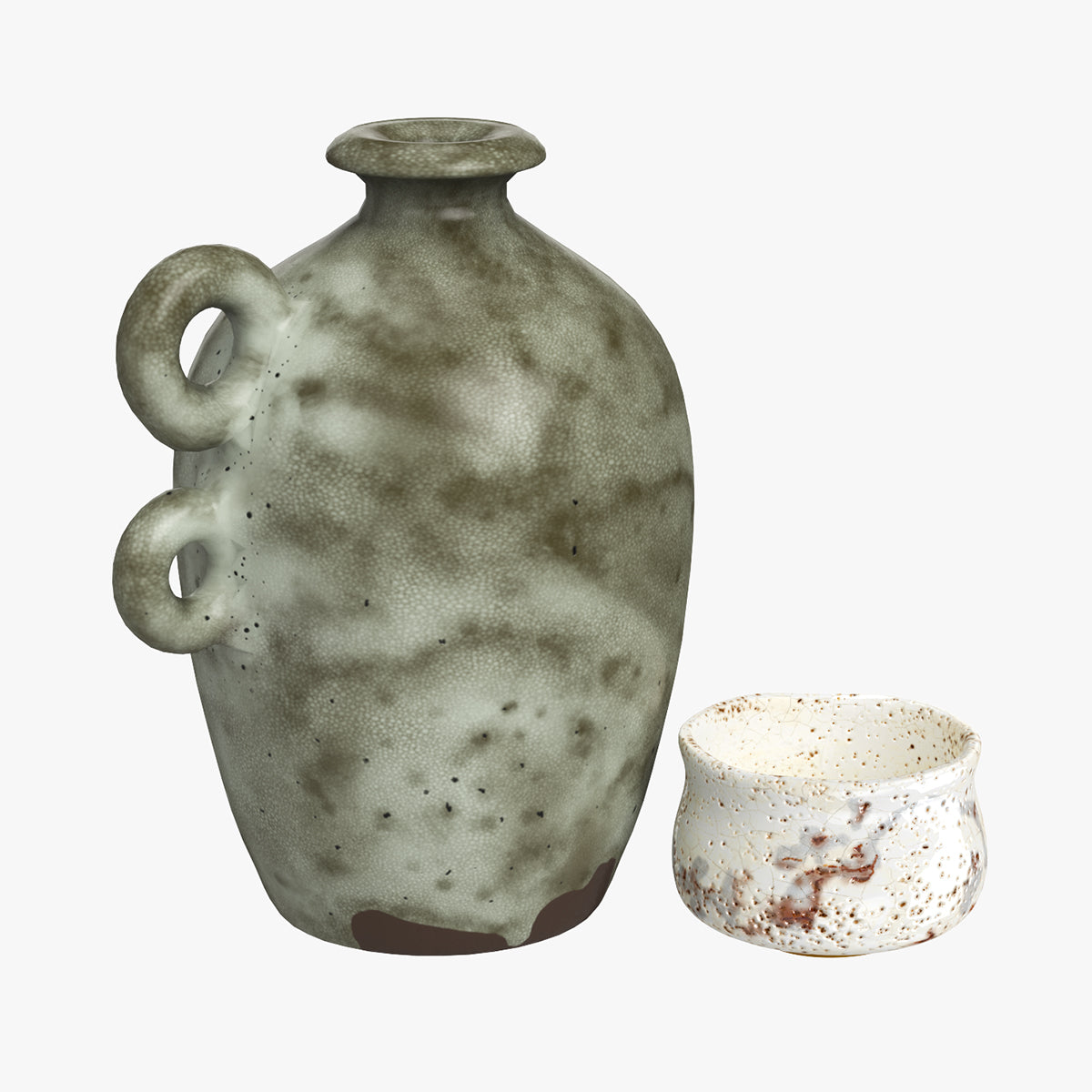 Handmade Ceramic Bottle and Bowl 3D Model