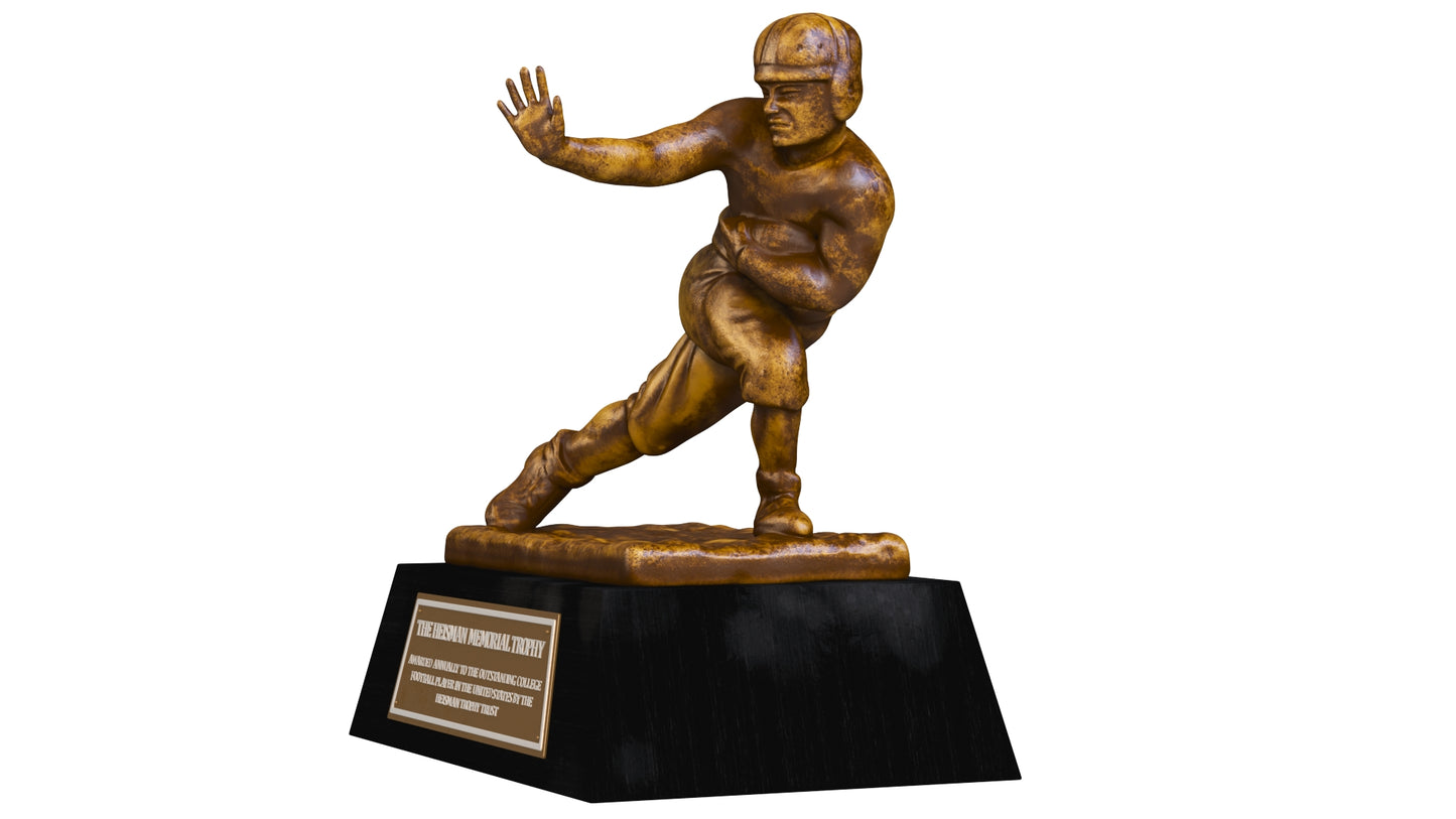 Yellow Heisman Memorial Trophy Award 3D Model