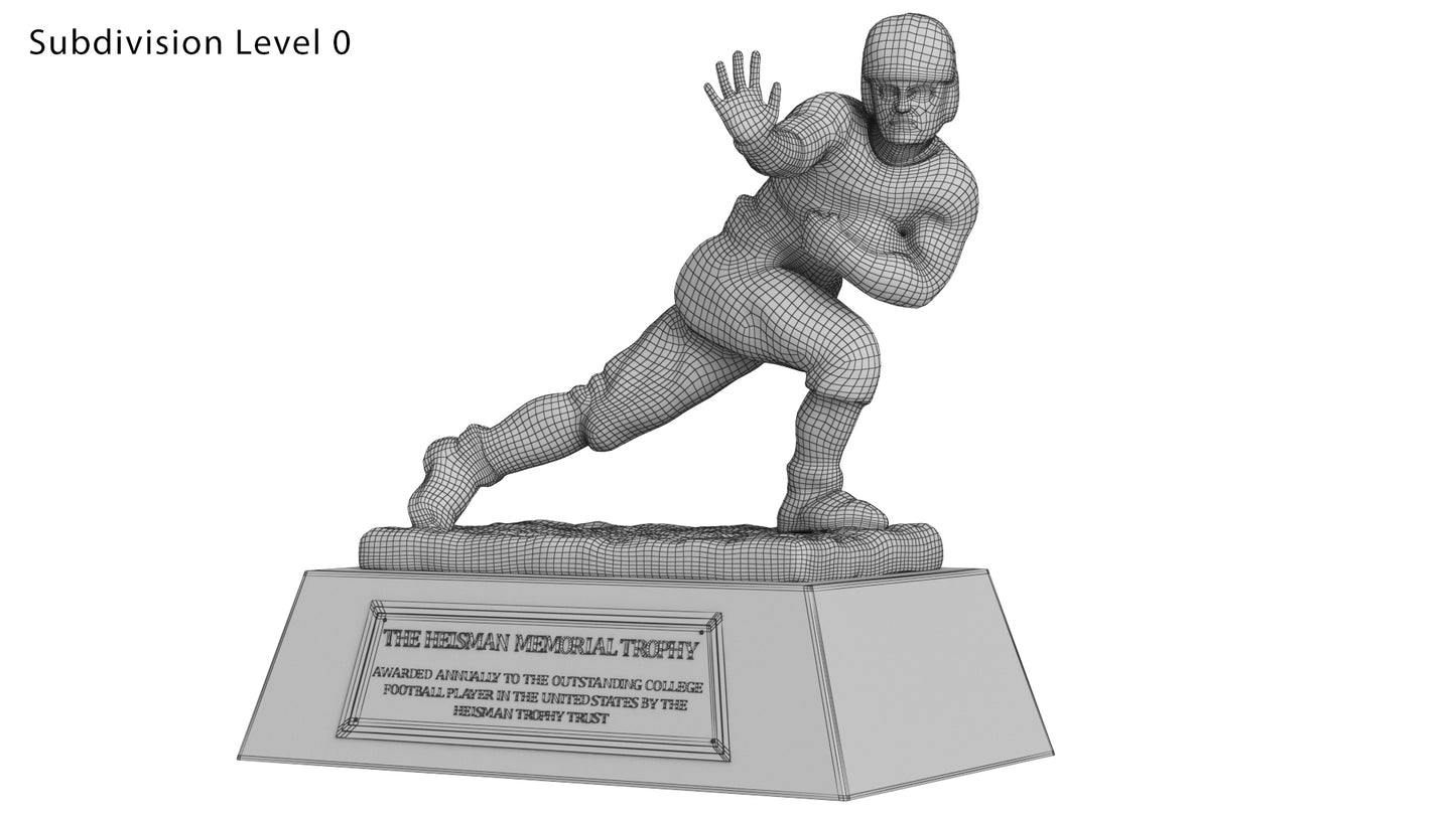 Yellow Heisman Memorial Trophy Award 3D Model