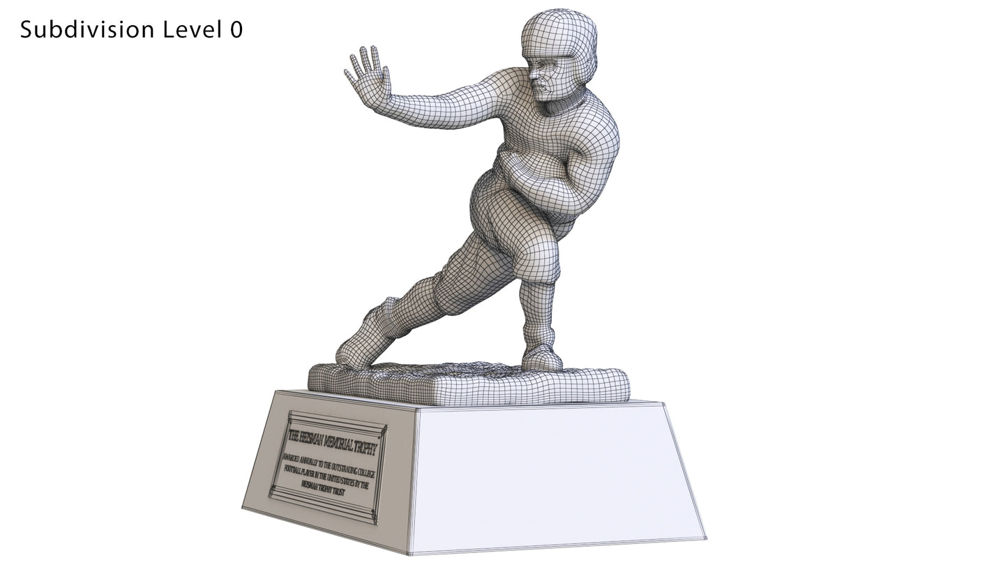 Yellow Heisman Memorial Trophy Award 3D Model