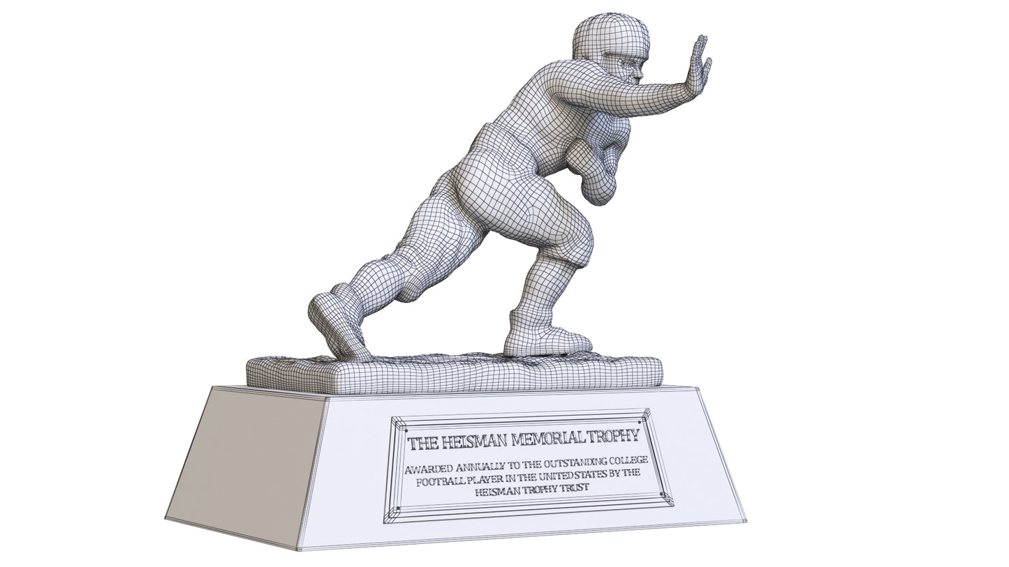 Yellow Heisman Memorial Trophy Award 3D Model